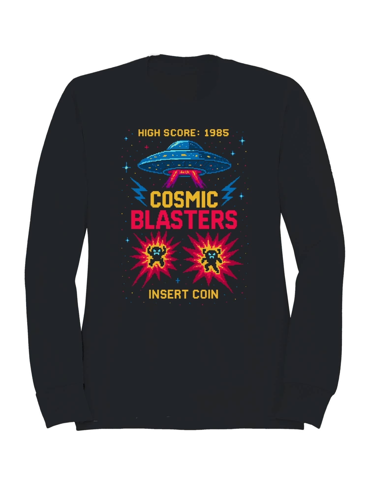 Cosmic Blasters Retro Arcade Art Women's Sweatshirt
