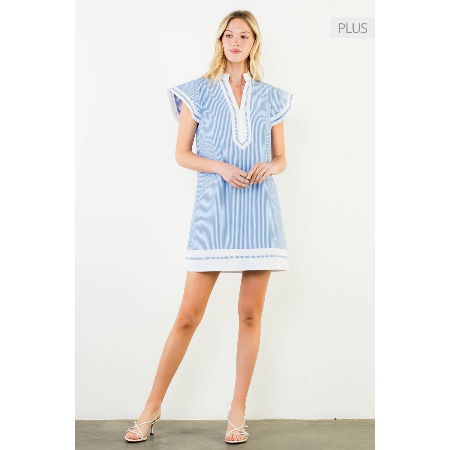 /Size Xl/ Flutter Sleeve Striped V-Neck Dress Unisex T-shirt, Sweatshirt, Hoodie, Long Sleeve Tee