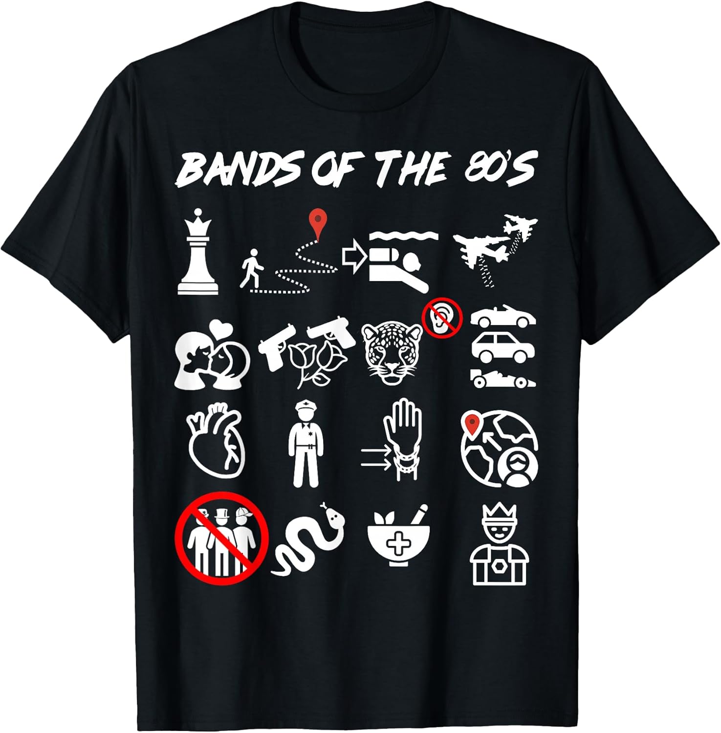 Funny Nerdy Iconic Pop Rock Bands of The 80s White T-Shirt Unisex T-shirt, Sweatshirt, Hoodie, Long Sleeve Tee