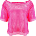 80s Neon Fishnet Top Mesh Top Neon Clothes off Shoulder Fancy Dress Disco Retro Outfit Costume