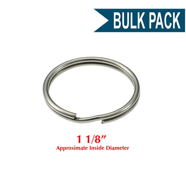 Heavy Duty Split Key Ring Nickel Plated 1-1/8 Inch Diameter (USA)-Bulk Pack of 100