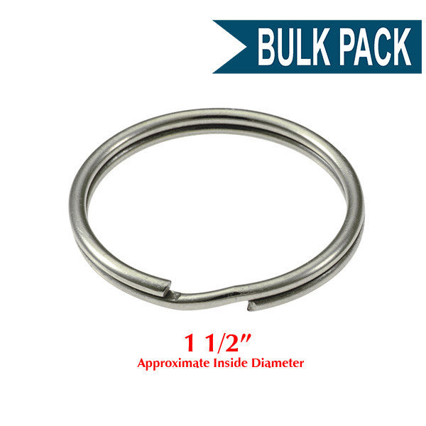 Heavy Duty Split Key Ring Nickel Plated 1-1/2 Inch Diameter (USA)-Bulk Pack of 50