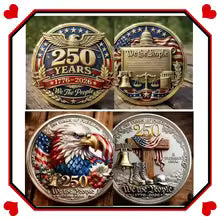 5pcs/lot The New 250th Anniversary US Gold Silver Commemorative Coin 1776-2026 United States Metal Coin Craft Souvenir Gift