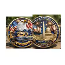 5pcs/lot The New 250th Anniversary US Gold Silver Commemorative Coin 1776-2026 United States Metal Coin Craft Souvenir Gift