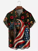 Hawaiian Shirt Men's USA 250th Anniversary 1776-2026 We American Flag 3D Print Design Casual Short Sleeve Button Up Summer Shirt