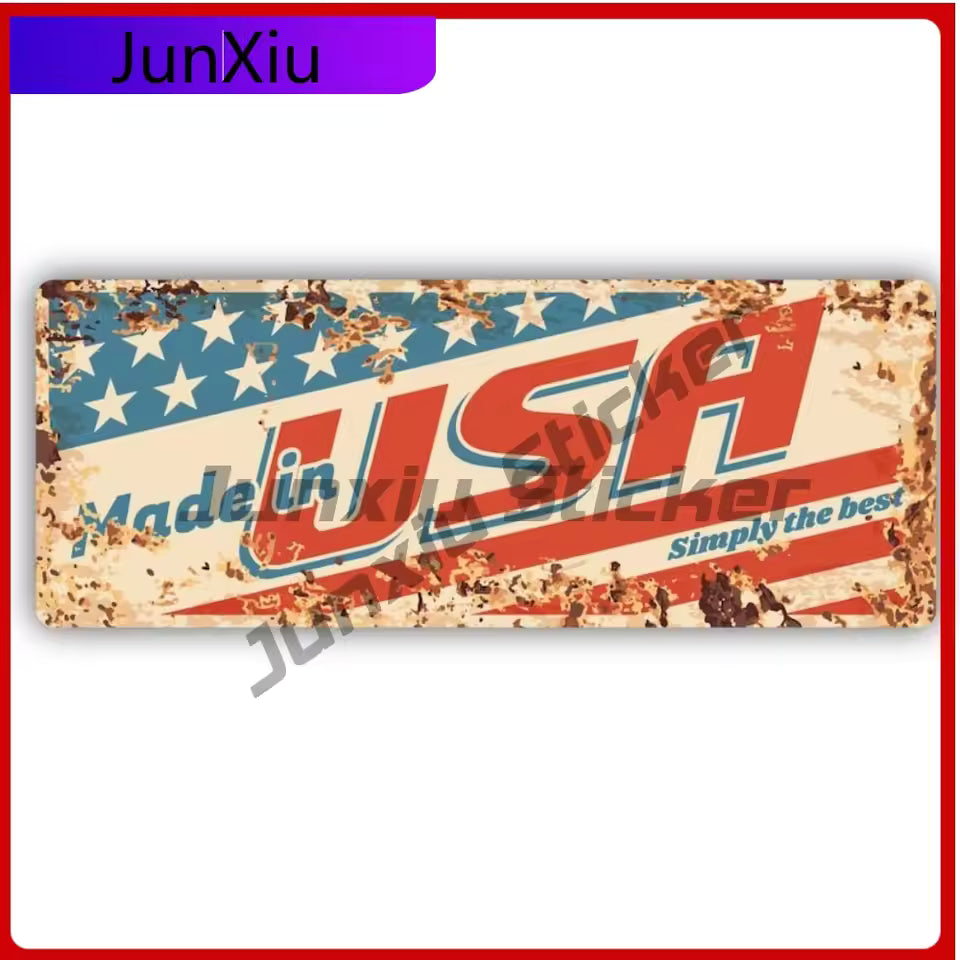 Made In The Usa Simply The Best Vintage Rusty Art Design Vinyl Sticker Vacation Travel Pride Car Bumper Truck Water Bottle Refit
