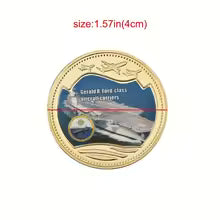 5pcs US Military Aircraft Carrier Golden Commemorative Coins Set Army Collectible Challenge Coins Souvenir Gifts for Veterans