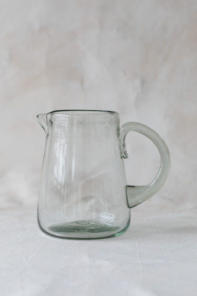 Handblown Glass Pitcher in Clear