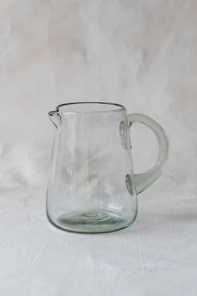 Handblown Glass Pitcher in Clear