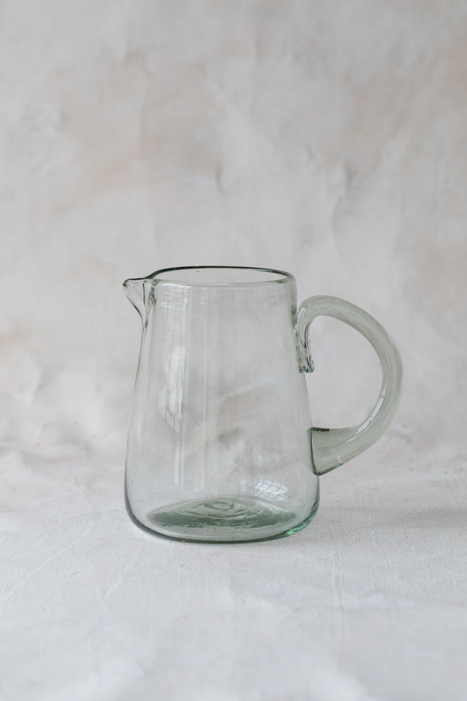 Handblown Glass Pitcher in Clear