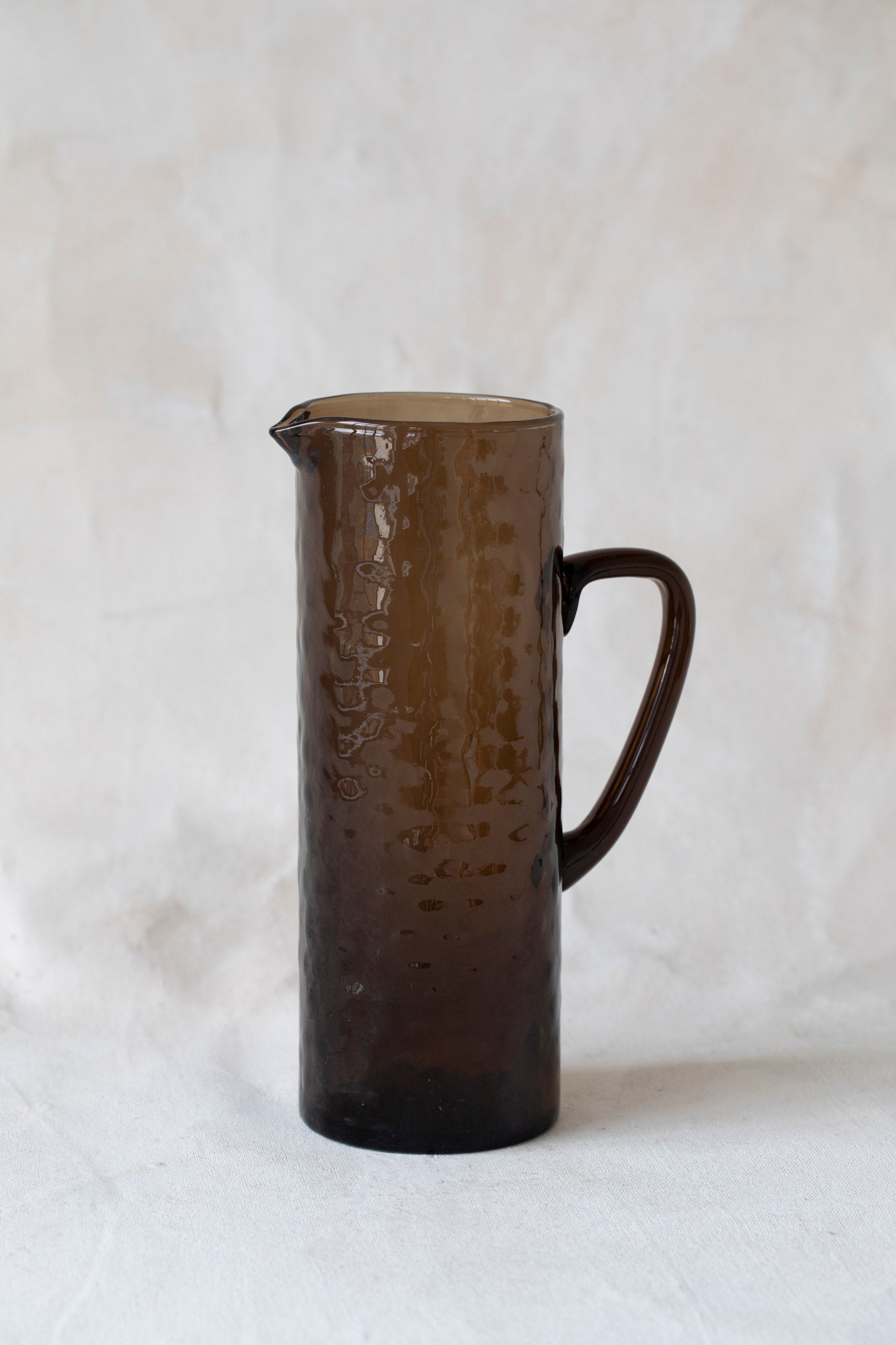 Hammered Glass Pitcher in Brown