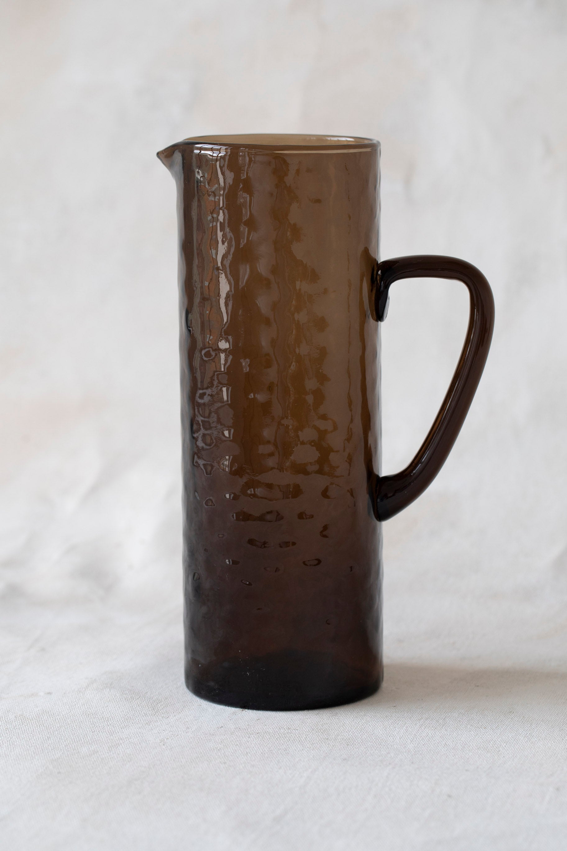 Hammered Glass Pitcher in Brown