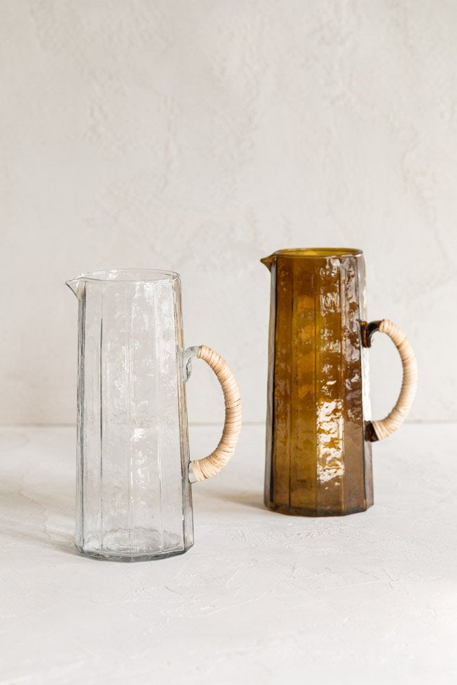 Hammered Glass Water Pitcher