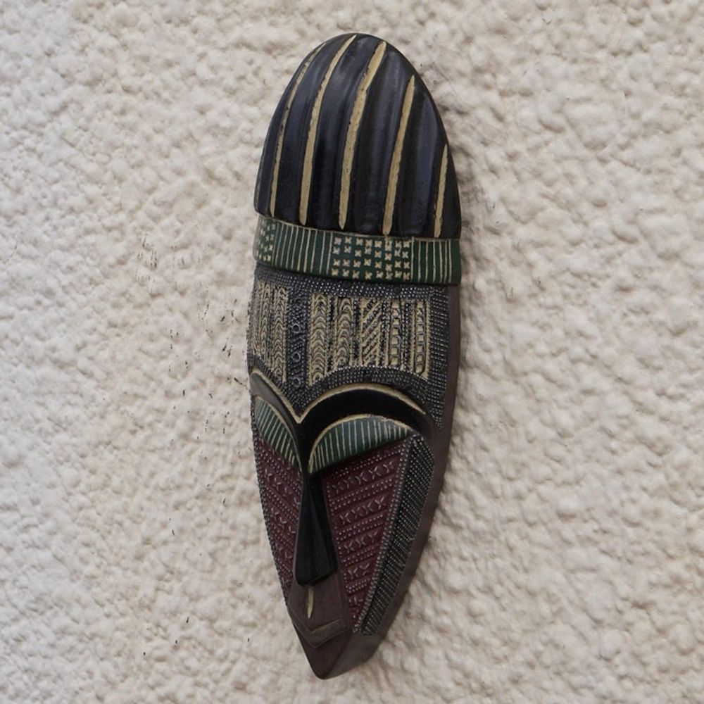 Aluminum Plated Mahogany Wood Mask 'Royal Ohaneba'