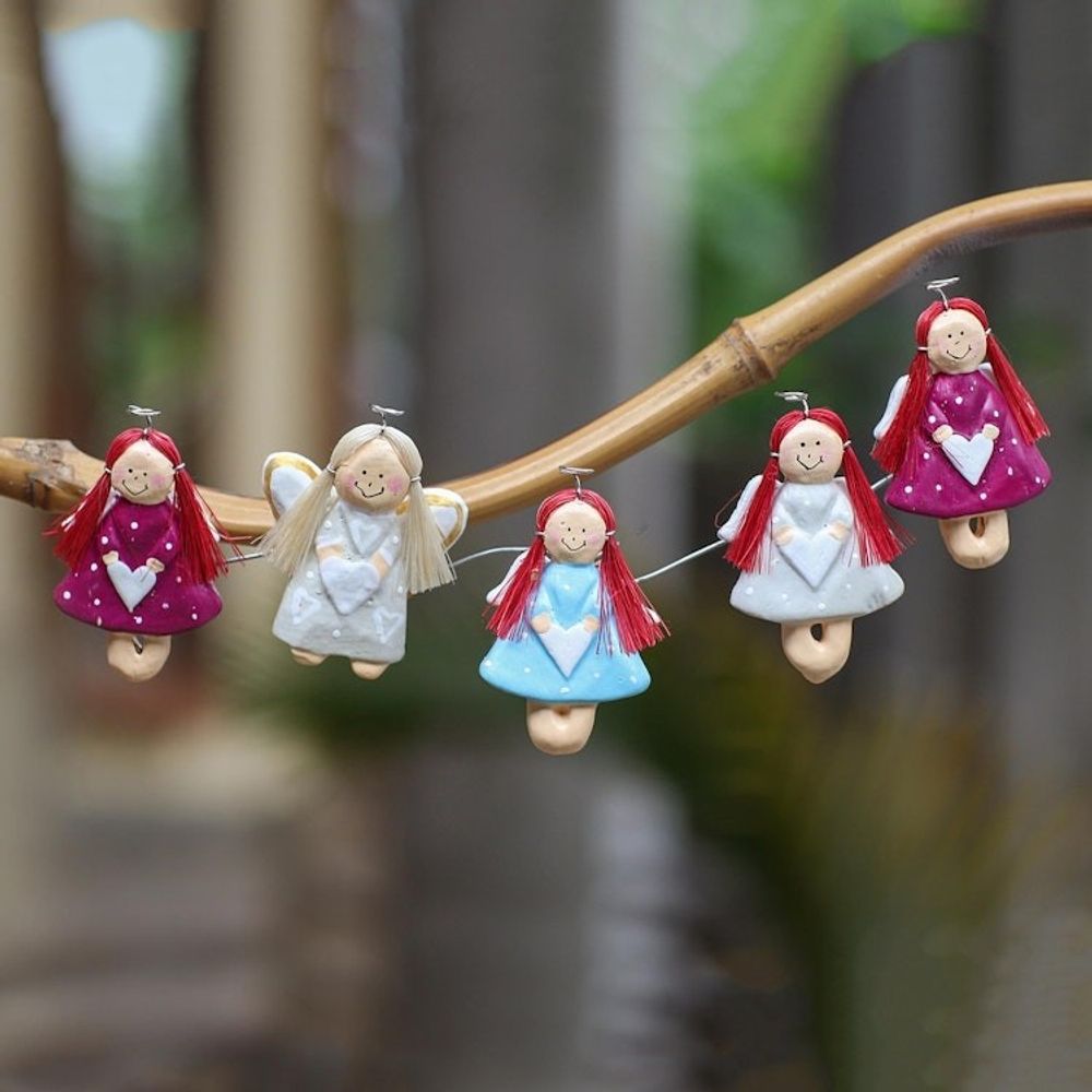 Artisan Crafted Angel Magnets Made from Wood 'Angel Contingent'