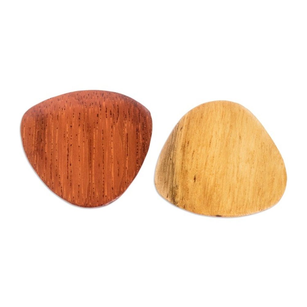 Reclaimed Natural Tropical Wood Guitar Picks Pair 'Eco-Beat'