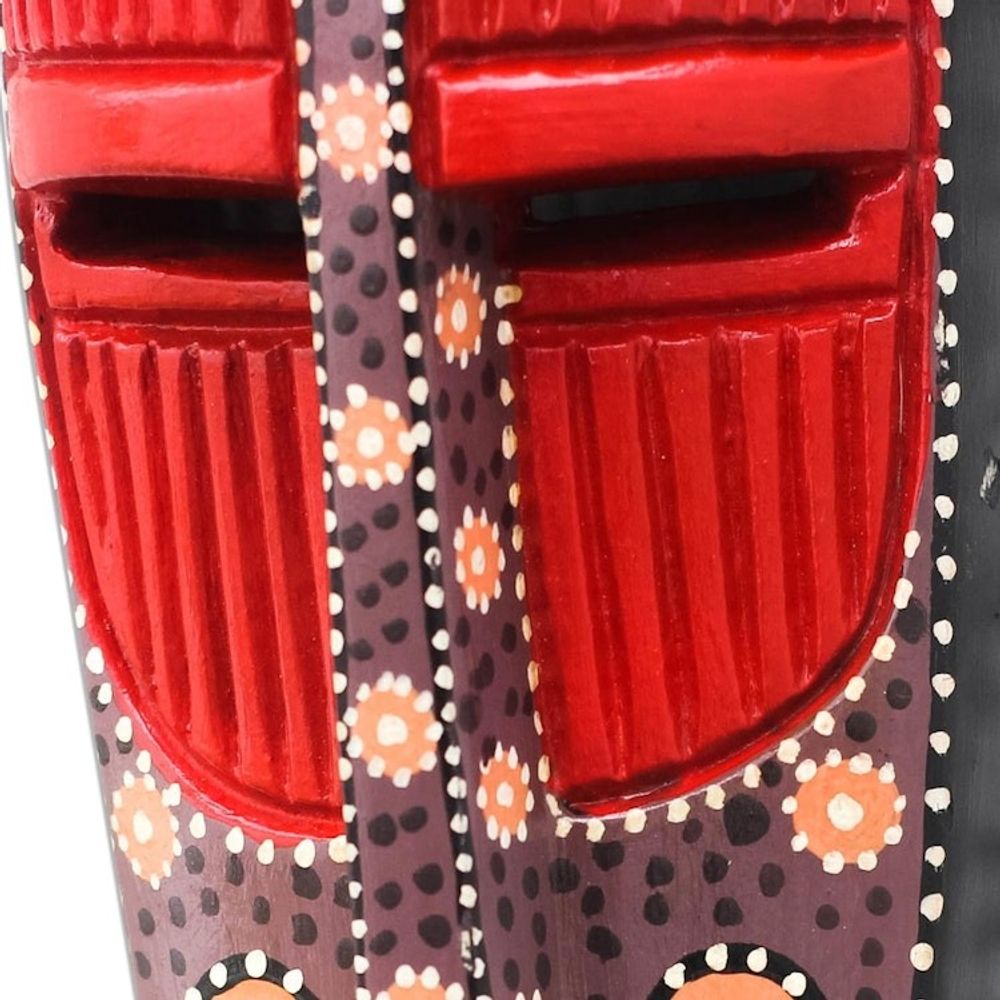 Dot Motif African Wood Mask from Ghana 'Ga Dots'