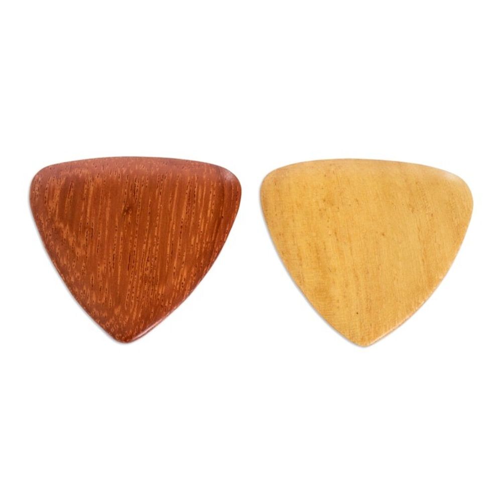 Reclaimed Estoraque and Cypress Wood Guitar Picks Pair 'Eco Song'