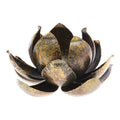Handmade Antique Finished Steel Lotus Flower Tealight Holder 'Precious Lotus in Gold'