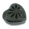 Barro Negro Black Ceramic Mini Jewelry Box Crafted in Mexico 'Heart Flower'