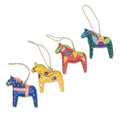 Hand-Painted Dala Horses Christmas Ornaments Set of 4 'Dala Tradition'
