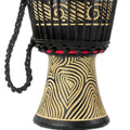 Wood Mini Djembe Drum with Line Motifs from Ghana 'Contours of Music'