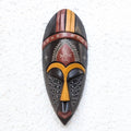 Colorful Aluminum Accented African Wood Mask from Ghana 'Face of Greatness'