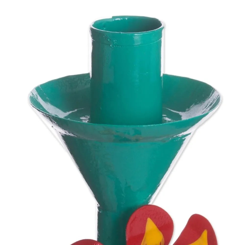 Recycled Metal Flower Candle Holder in Aqua from Peru 'Margarita Beauty in Aqua'