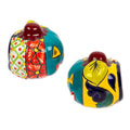 Jack-O-Lantern Talavera Ceramic Tealight Holders Pair 'Bright Jack-O-Lantern'