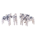 4 Wood White Dala Horse Ornaments Carved Painted by Hand 'Dala Courage'