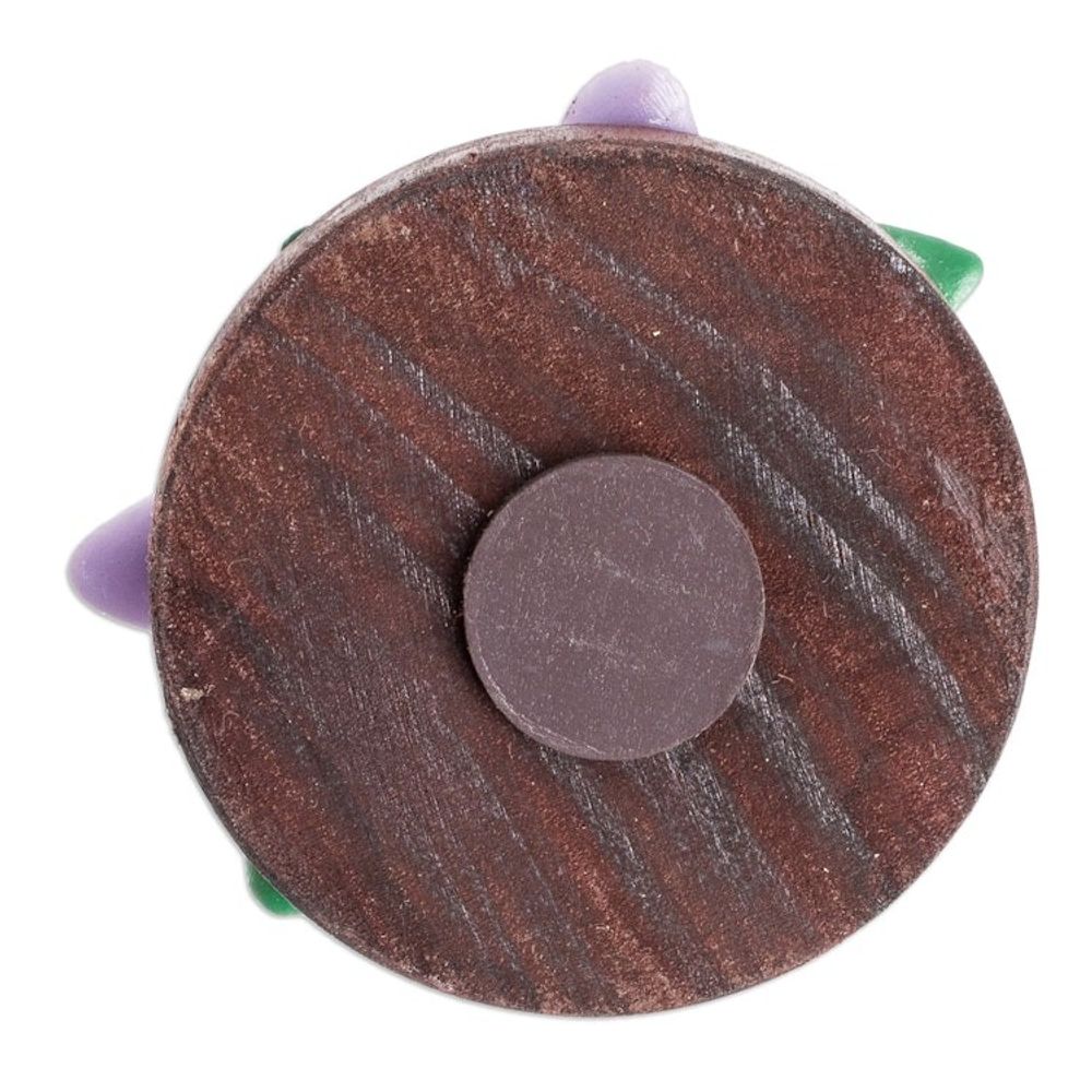 Handmade Painted Pinewood and Cold Porcelain Flower Magnet 'The Tropical Guaria'