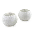 White Star Glass Mosaic Tealight Holders Pair 'Festive Stars'