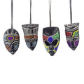 Hand Crafted Beaded Wood Small African Masks Set of 3 'Melowo'