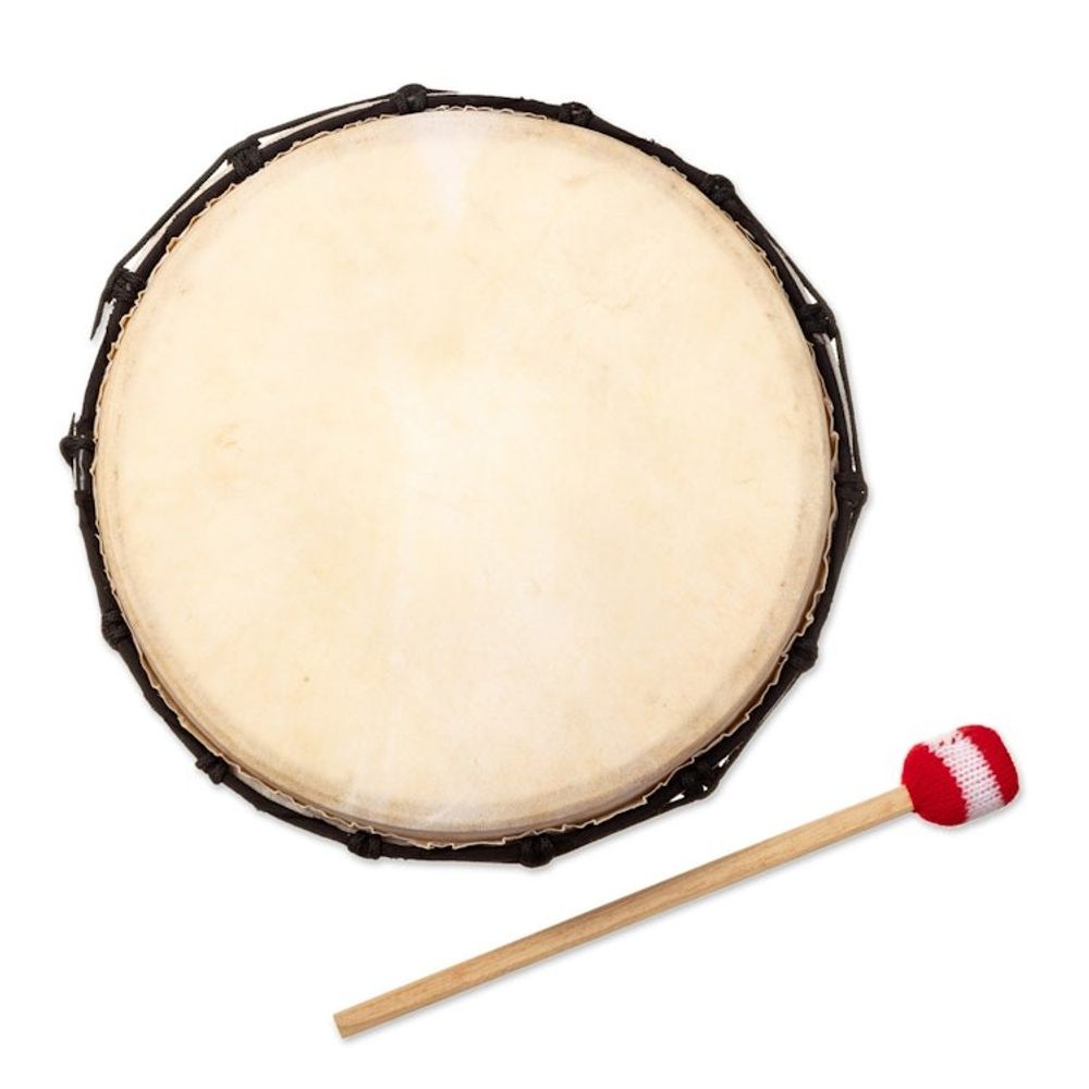 Leather and Cumaru Wood Drum Handcrafted in Peru 'Sacred Sound'