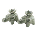 Elephant and Lotus Ceramic Incense Holders from Thailand 2 'Lotus Elephant'