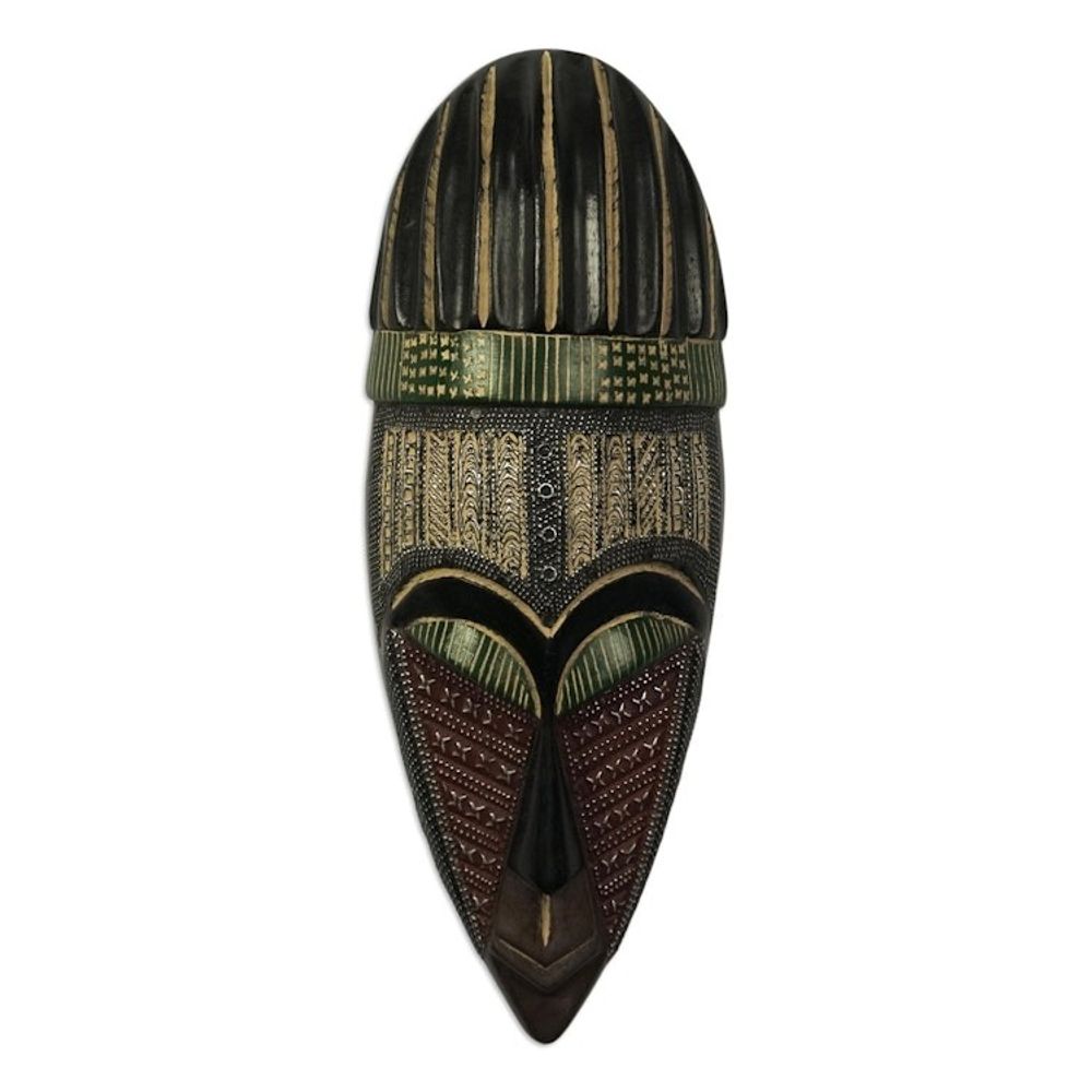 Aluminum Plated Mahogany Wood Mask 'Royal Ohaneba'