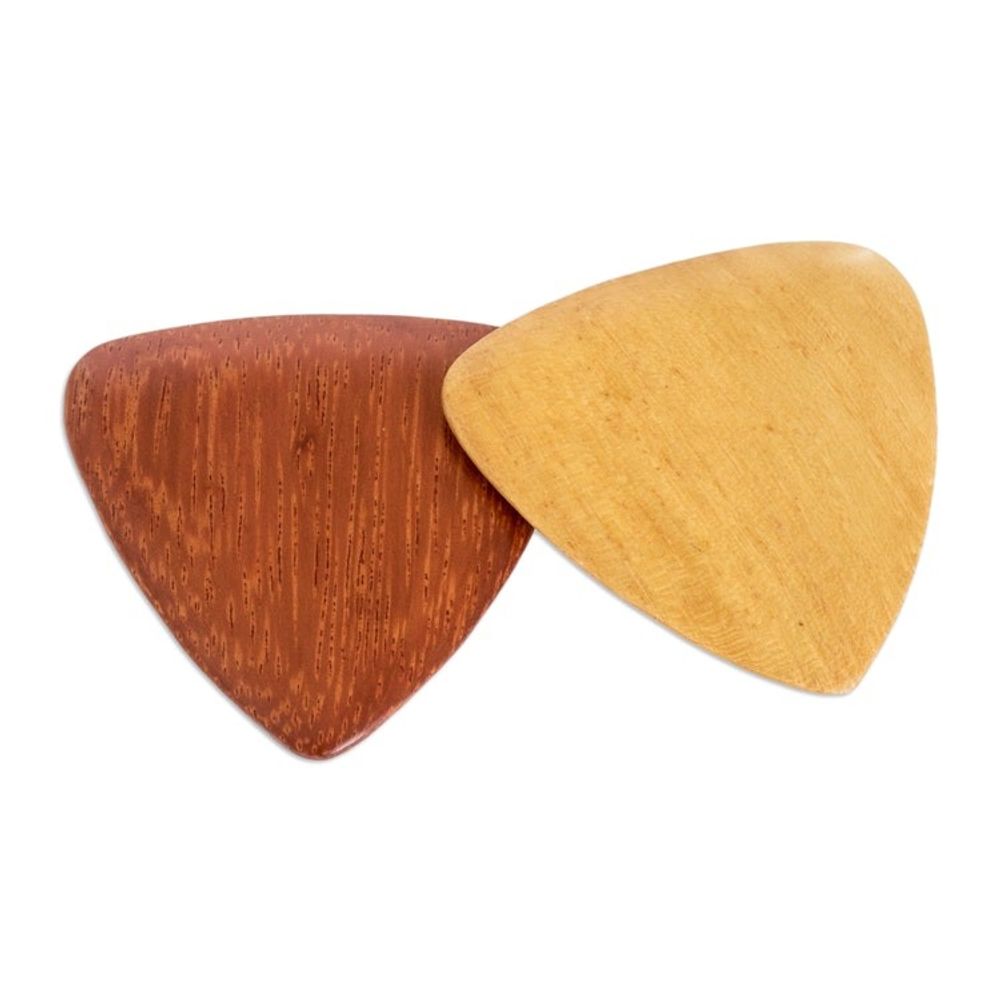 Reclaimed Estoraque and Cypress Wood Guitar Picks Pair 'Eco Song'