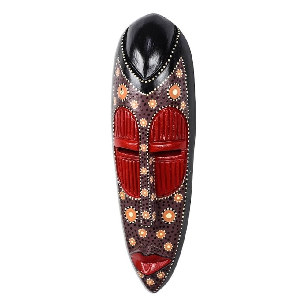 Dot Motif African Wood Mask from Ghana 'Ga Dots'