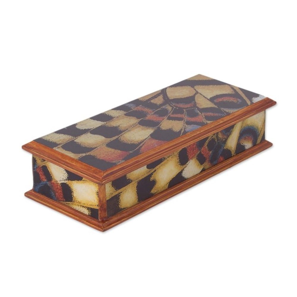 Reverse-Painted Glass Decorative Box from Peru 'Butterfly Dream'
