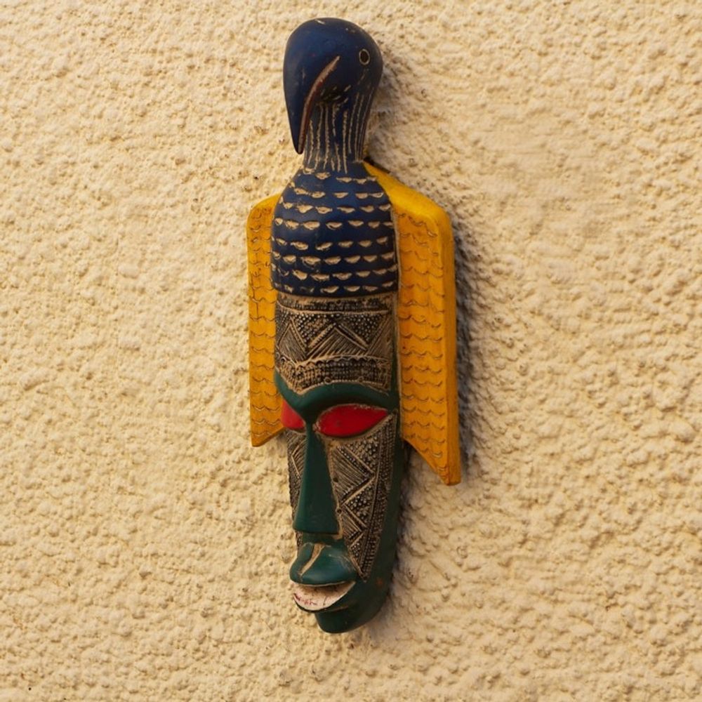 Handcrafted Bird Sese Wood Mask from Ghana 'Ganyo'