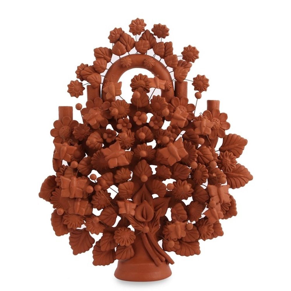 Handcrafted Nature-Themed Ceramic Candle Holder from Mexico 'Wonderful Spring'