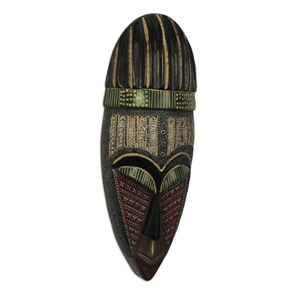 Aluminum Plated Mahogany Wood Mask 'Royal Ohaneba'