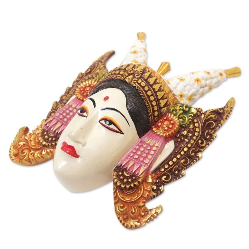 Unique Cultural Wood Mask 'Beautiful Legong Dancer'