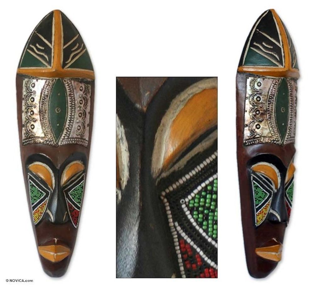 Handcrafted African Ghanaian Wood Mask 'Fortunes'