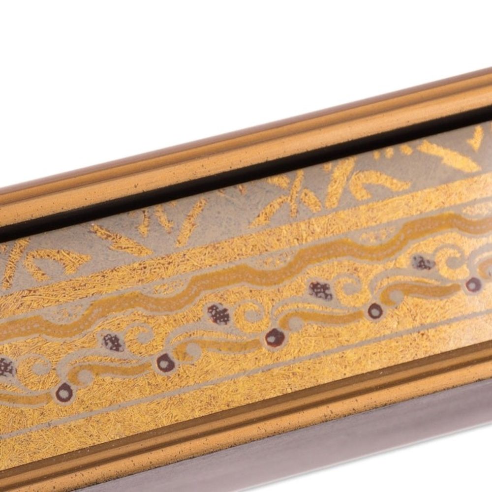 Gold-Tone Reverse-Painted Glass Decorative Box from Peru 'Golden Colonial Elegance'