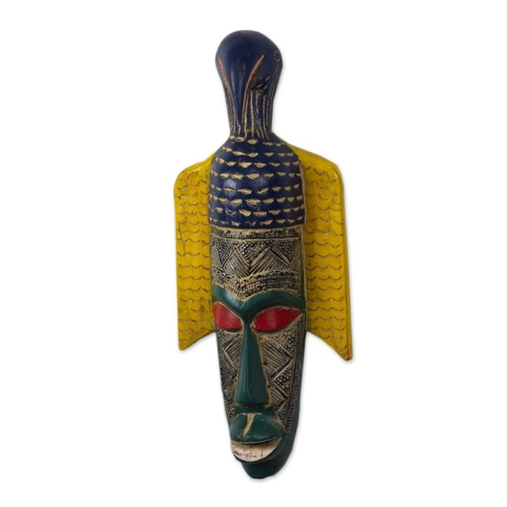 Handcrafted Bird Sese Wood Mask from Ghana 'Ganyo'