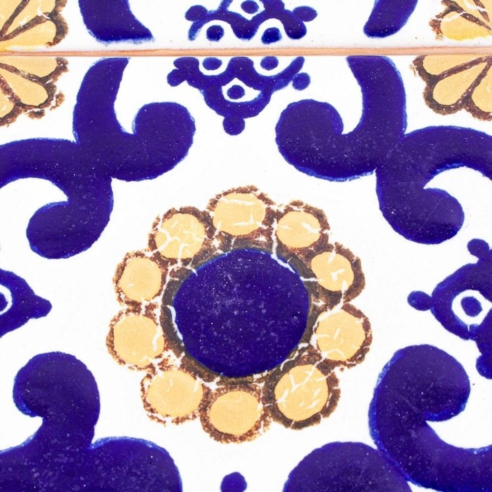 Talavera-Style Ceramic Tiles Set of 12 'Sunflower'