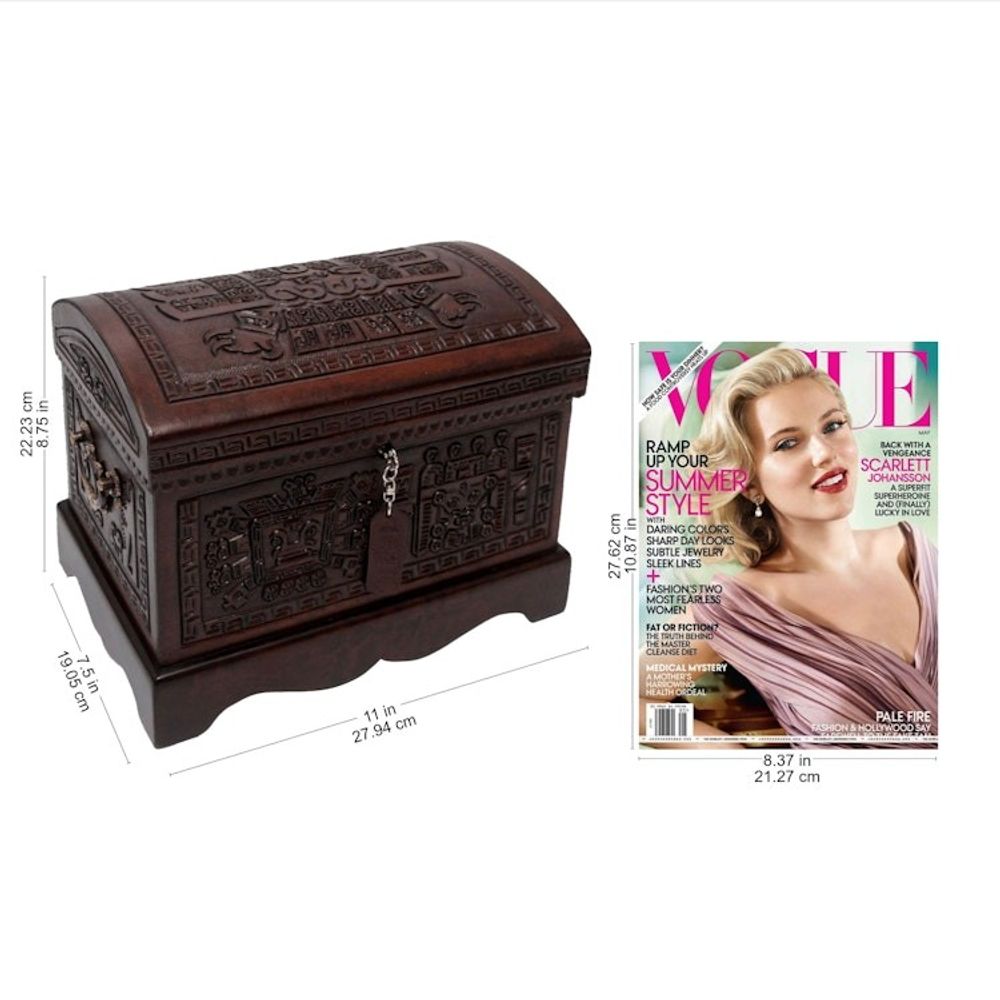 Colonial Tooled Leather Jewelry Box 'Inca Domain'