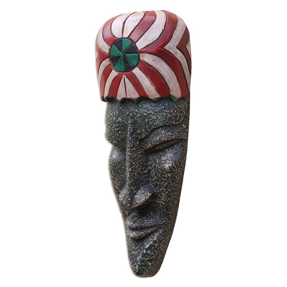 Textured African Wood Mask Crafted in Ghana 'Eyram'