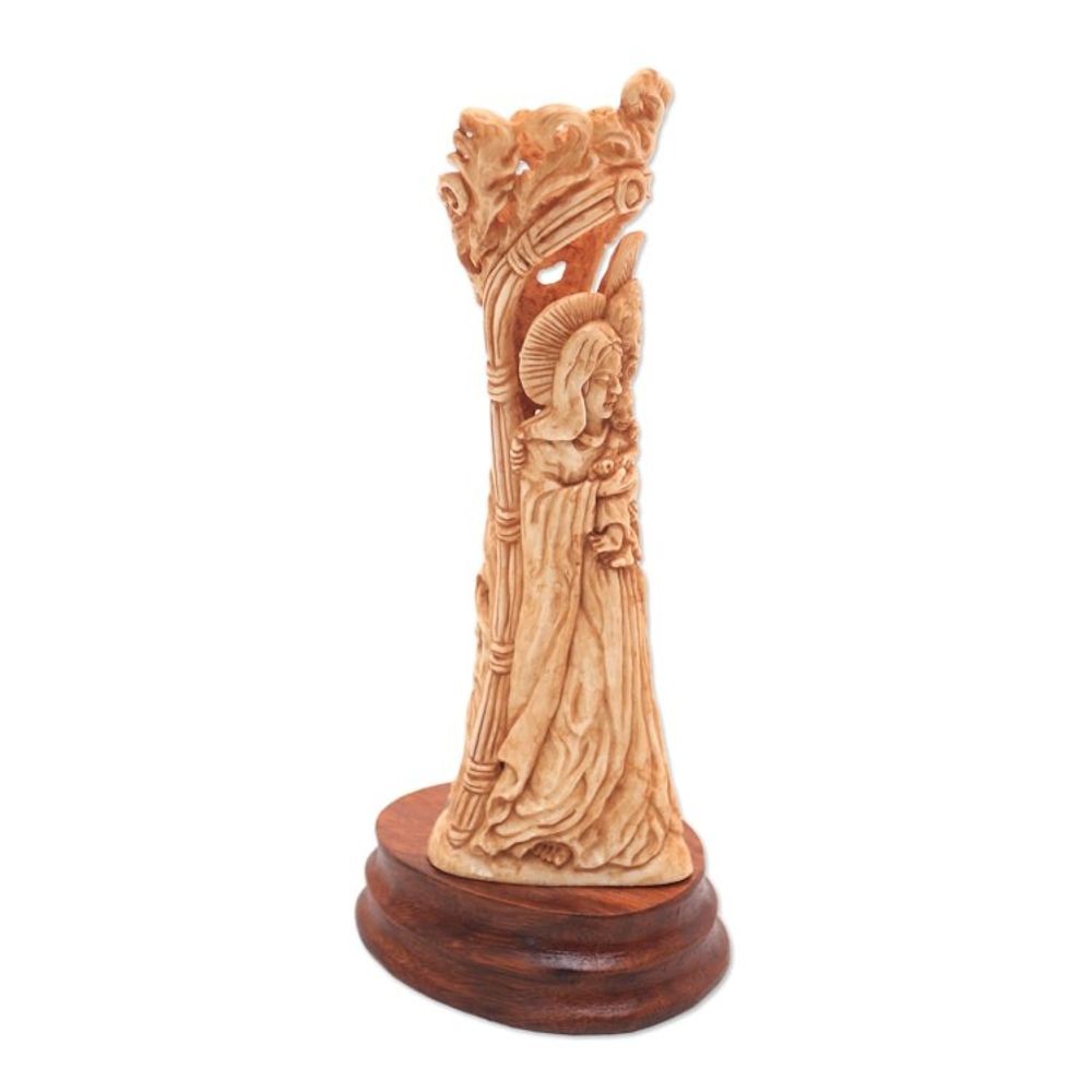 Hand-Carved Bone Nativity Sculpture from Bali 'Birth of Jesus'